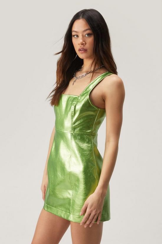 NastyGal Premium Metallic Faux Leather Mini Dress 3