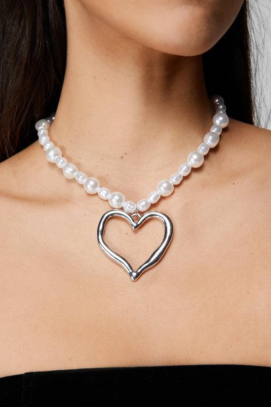 NastyGal Pearl Heart Necklace 1