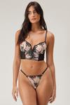NastyGal Floral Embroidered V Wire Corset Lingerie Set thumbnail 1