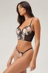 NastyGal Floral Embroidered V Wire Corset Lingerie Set thumbnail 2