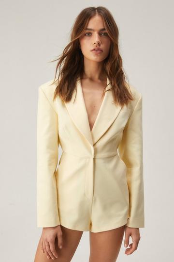 Lemon Yellow Premium Tailored Shoulder Pad Romper