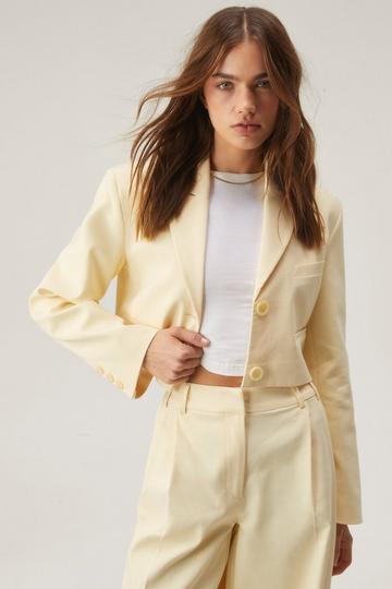 Premium Tailored Boxy Cropped Blazer lemon