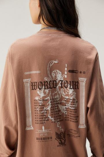 World Tour Front And Back Long Sleeve Graphic T-shirt brown