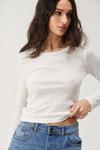 NastyGal Pointelle Lace Trim Long Sleeve Top thumbnail 1
