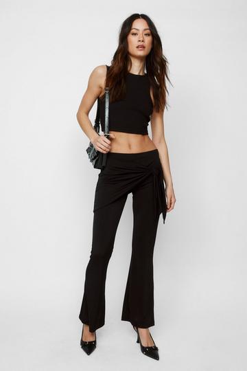 Black Premium Slinky Fold Over Trousers