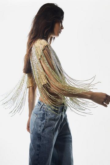 Ombre Tassel Beaded Cape multi