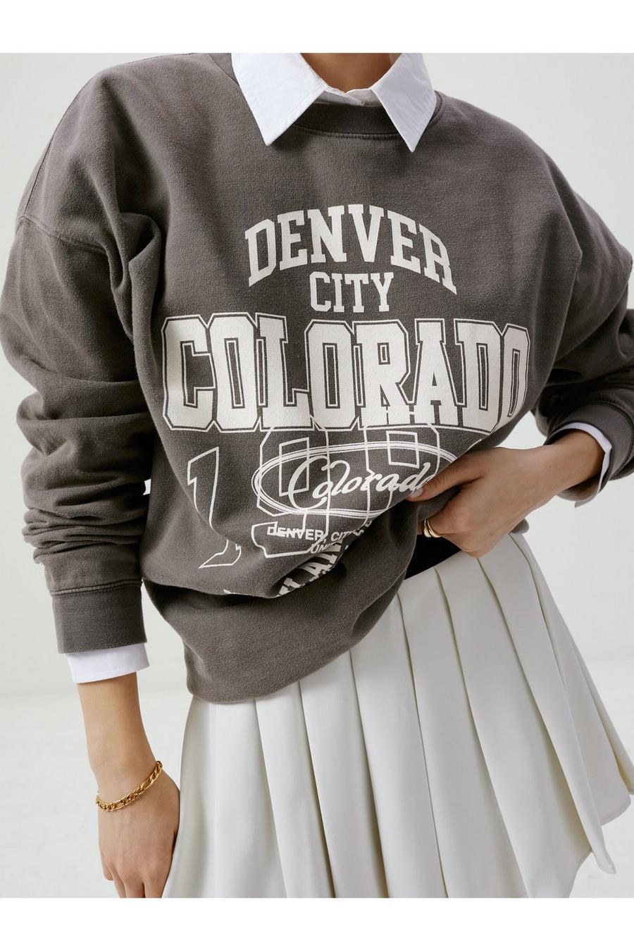 Charcoal Colorado Washed Graphic Crewneck Sweatshirt