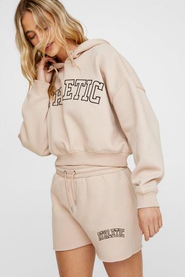 Athletic Embroidered Sweat Short mushroom