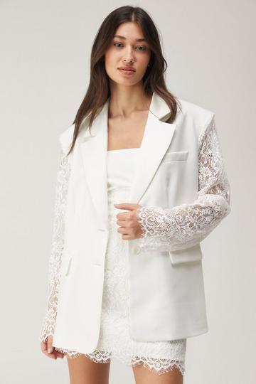 Premium Lace Oversized Blazer ivory