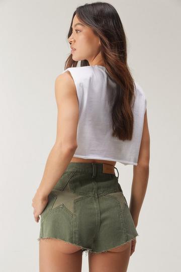 Star Bum Denim Booty Shorts khaki