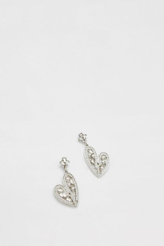 NastyGal Abstract Heart Diamante Earrings 3
