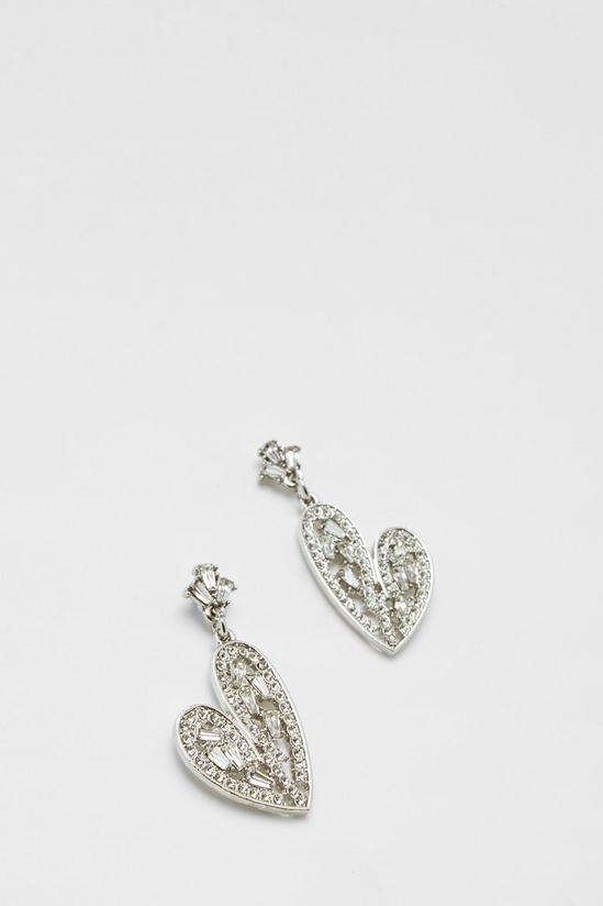 NastyGal Abstract Heart Diamante Earrings 4