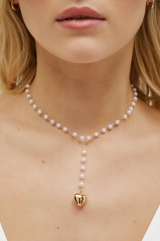 NastyGal Pearl Heart Droplet Necklace 1