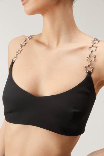 Premium Tailored Star Trim Bralette black