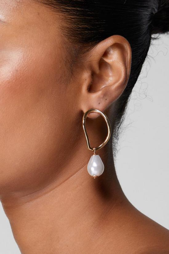 NastyGal Hoop Pearl Droplet Earrings 1