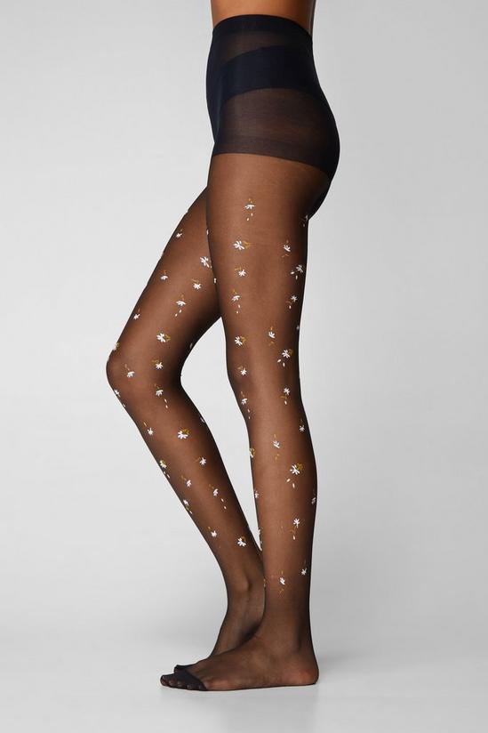 NastyGal Floral Contrast Patterned Tights 3