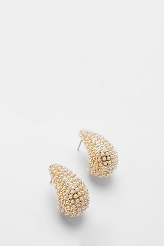 NastyGal Gold Plated Pearl Embellished Tear Drop Earrings 4