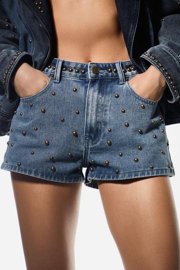 Studded Denim Shorts multi