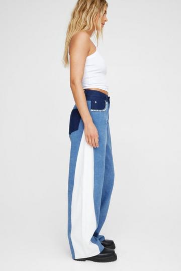 Diamante Trim Wide Leg Denim Jeans multi