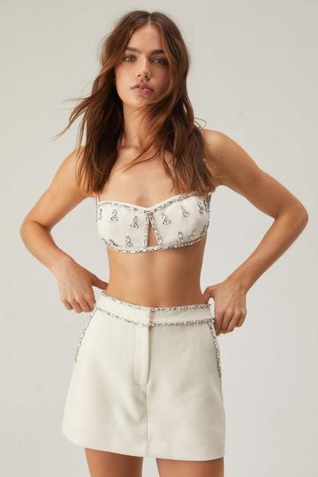 Petite Premium Embellished Tailored Skort ivory