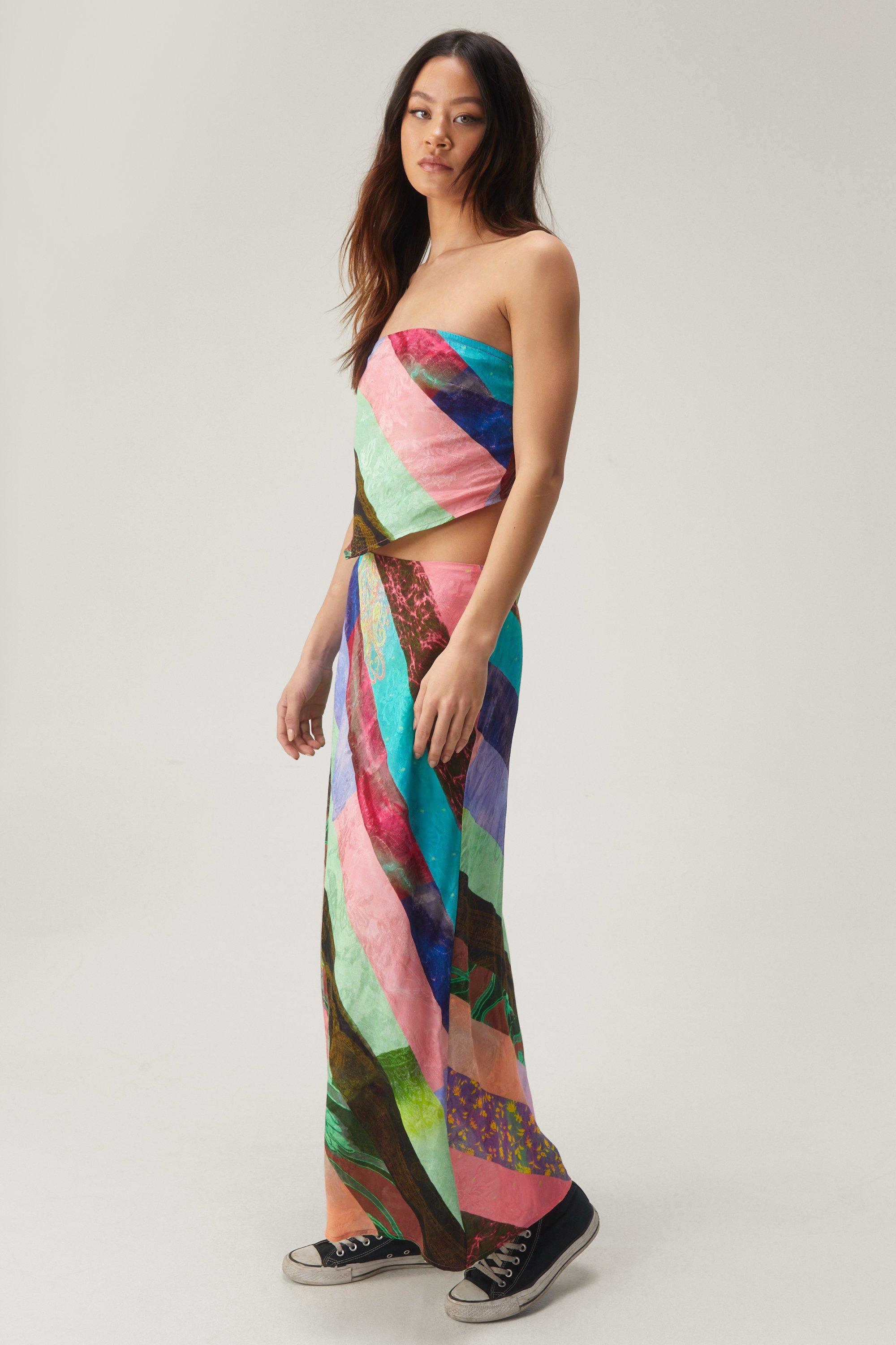 Satin Scarf Print Maxi Skirt boohoo UK