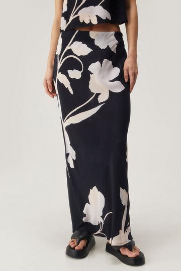 Black Floral Monochrome Maxi Skirt