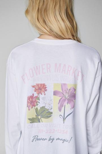 Flower Market Long Sleeve Graphic T-shirt white