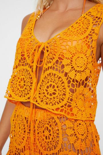 Premium Crochet Tie Front Waistcoat orange