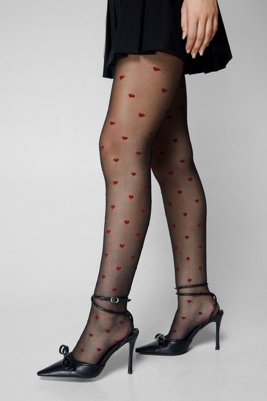 NastyGal Heart Contrast Patterned Tights 2