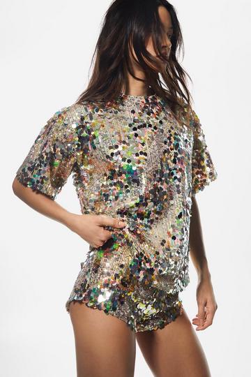 Sequin High Waisted Booty Shorts multi