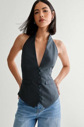 Premium Tailored Backless Vest charcoal