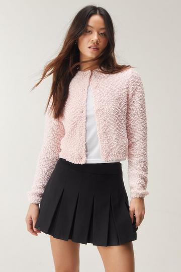 Boucle Cropped Cardigan pink