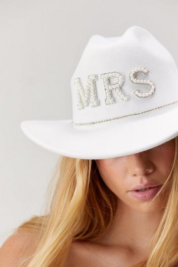 Mrs Pearl Trim Cowboy Hat white