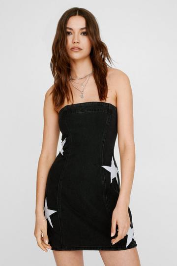 Denim Star Insert Bandeau Mini Dress black