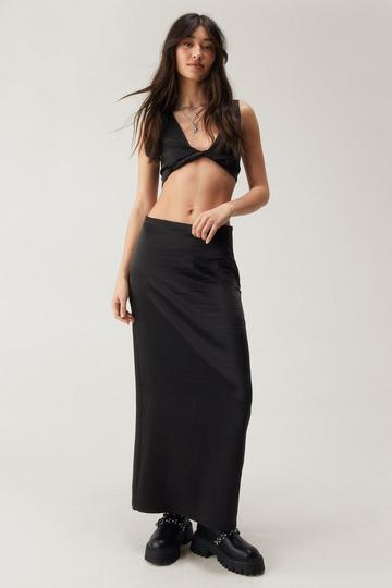 Textured Mid Rise Relaxed Maxi Skirt black