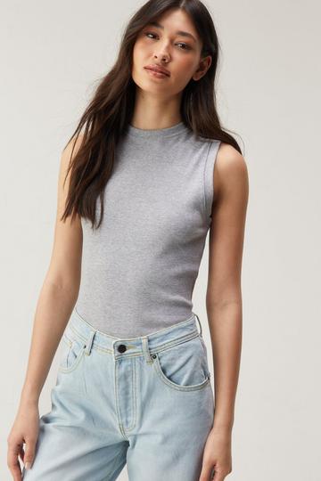 Basic Rib Longline Tank Top grey marl