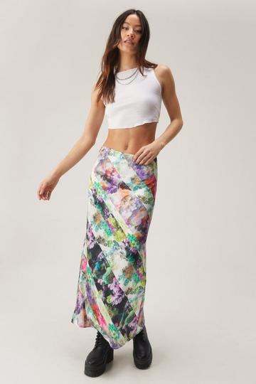 Scarf Floral Bias Maxi Skirt multi