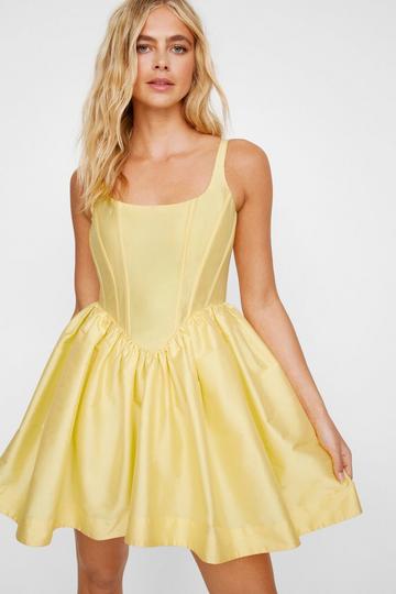 Corset Laced Back Mini Dress lemon