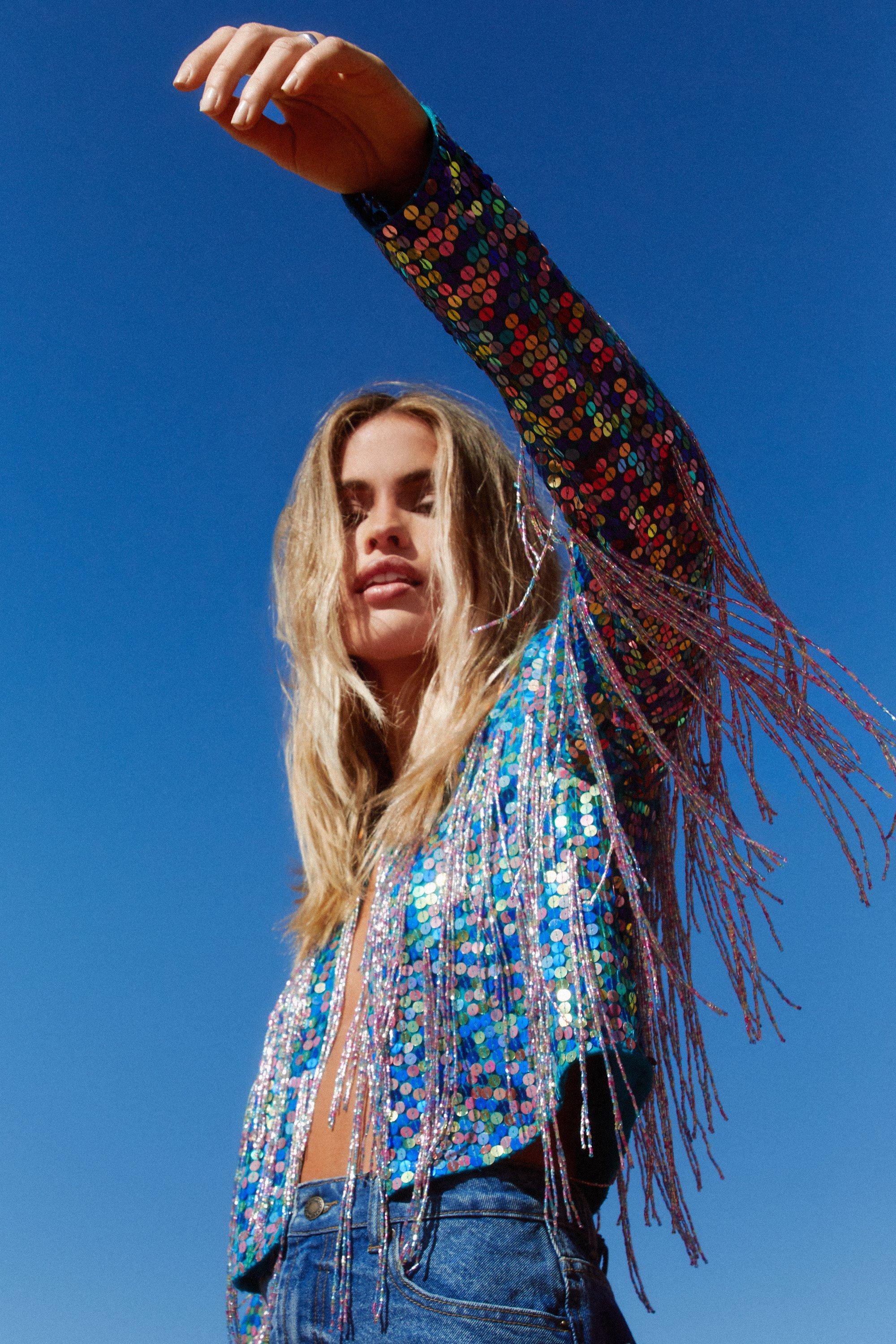 All Over Sequin Tassel Fringe Jacket