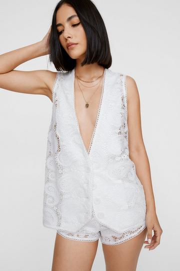 Premium Tailored Lace Vest ivory