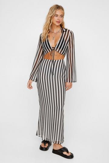 Sheer Stripe Maxi Skirt mono