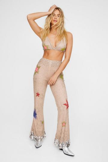 Silver Star Embellished Flare Pant