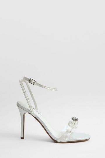 White Pearl Bow 2 Part Heels