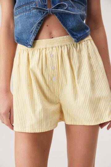 Stripe Button Elasticated Shorts yellow