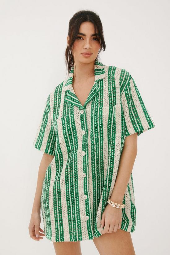 NastyGal Stripe Crochet Resort Shirt Dress 2