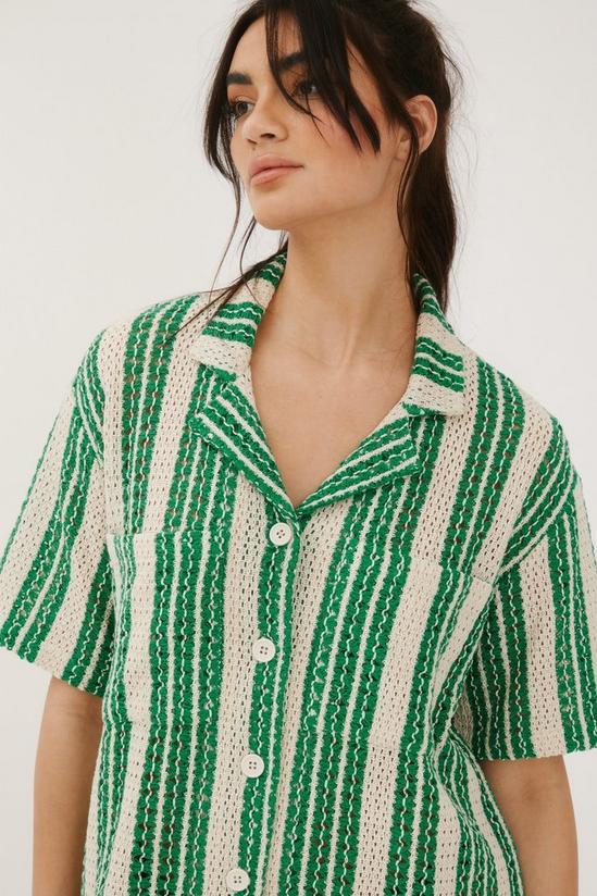 NastyGal Stripe Crochet Resort Shirt Dress 3