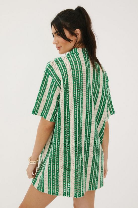 NastyGal Stripe Crochet Resort Shirt Dress 4