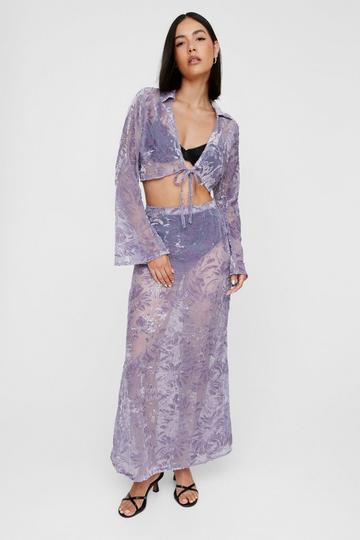 Floral Devore Maxi Skirt lilac