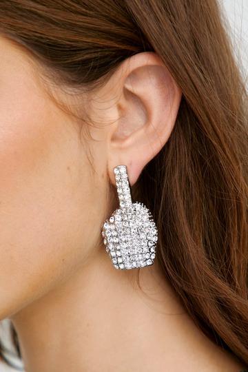 Silver Embellished Middle Finger Earrings