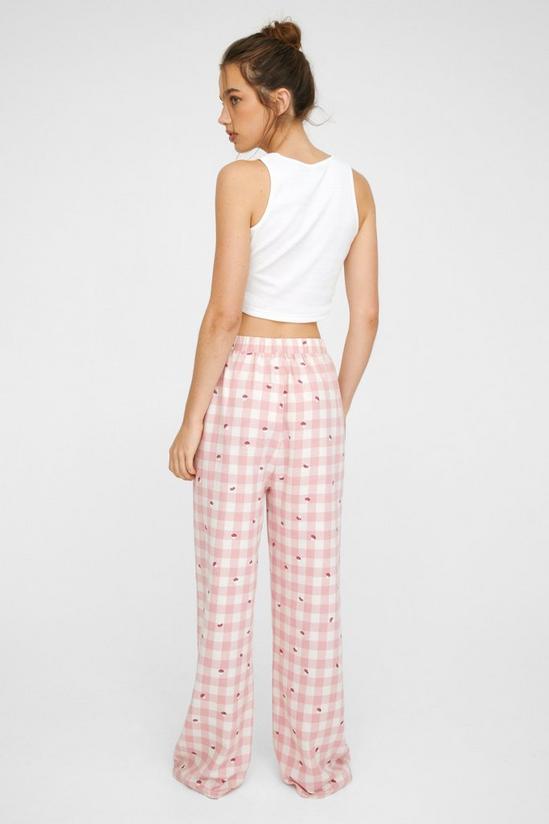 NastyGal Rib Vest Check Mushroom Cotton Flannel Pajama Pants Set 4